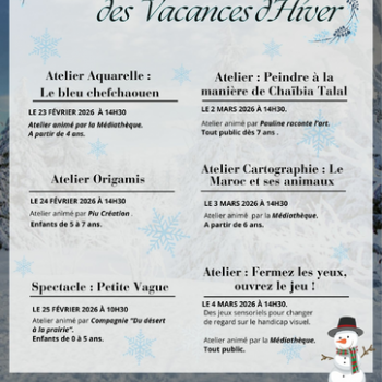 Programme des Vacances d'Hiver 2026 | Médiathèque J. Tastu
