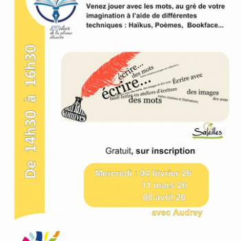 Atelier d'écriture avec Audrey de "Atelier de la plume élancée"-Médiathèque Alexandre Jardin de Saleilles.