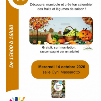 Atelier découverte fruits et légumes de saison - Médiathèque "Alexandre Jardin" de Saleilles
