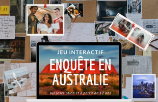 Jeu interactif sur tablette "Enquête en Australie" à la médiathèque de St Estève 