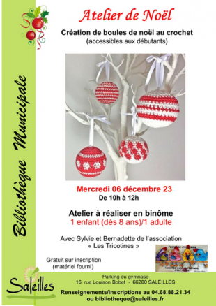 Atelier "boules de Noël" en famille - Bibliothèque de Saleilles