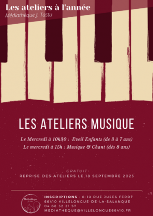 Les Ateliers de Musique à la médiathèque de Villelongue-de-la-Salanque