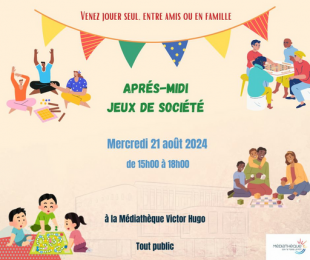 Après-midi jeux de société - Médiathèque Victor Hugo - Sainte Marie la mer