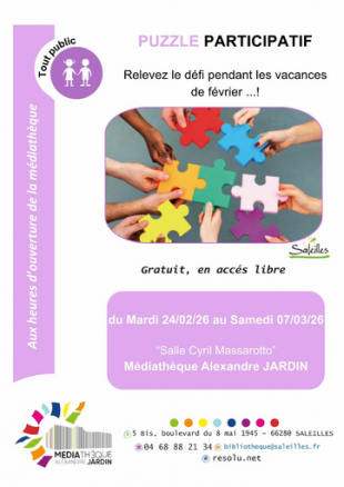 Puzzle participatif - Vacances de février- Médiathèque Alexandre Jardin de Saleilles