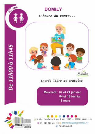  L'heure du conte avec Domily - Médiathèque Alexandre Jardin  de Saleilles 