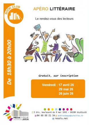 L'apéro littéraire-Médiathèque Alexandre Jardin de Saleilles -  