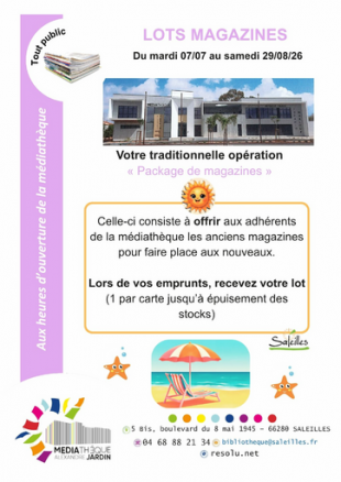 Opération "Package de magazines" - Médiathèque Alexandre Jardin de Saleilles