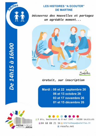 Les histoires à "écouter" de Martine- Médiathèque Alexandre Jardin de Saleilles 