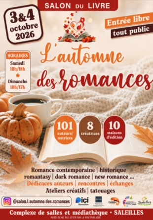 Salon du livre - "L'automne des romances"- Médiathèque Alexandre Jardin de Saleilles